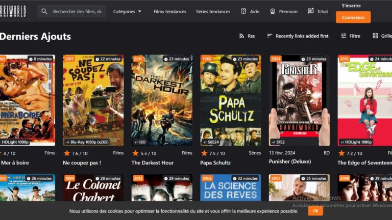 Darkiworld : quelle est sa nouvelle adresse officielle en 2025 ? La page d'accueil de la plateforme de streaming Darkiworld.